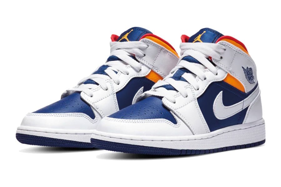 Air Jordan 1 Mid White Laser Orange Deep Royal Blue